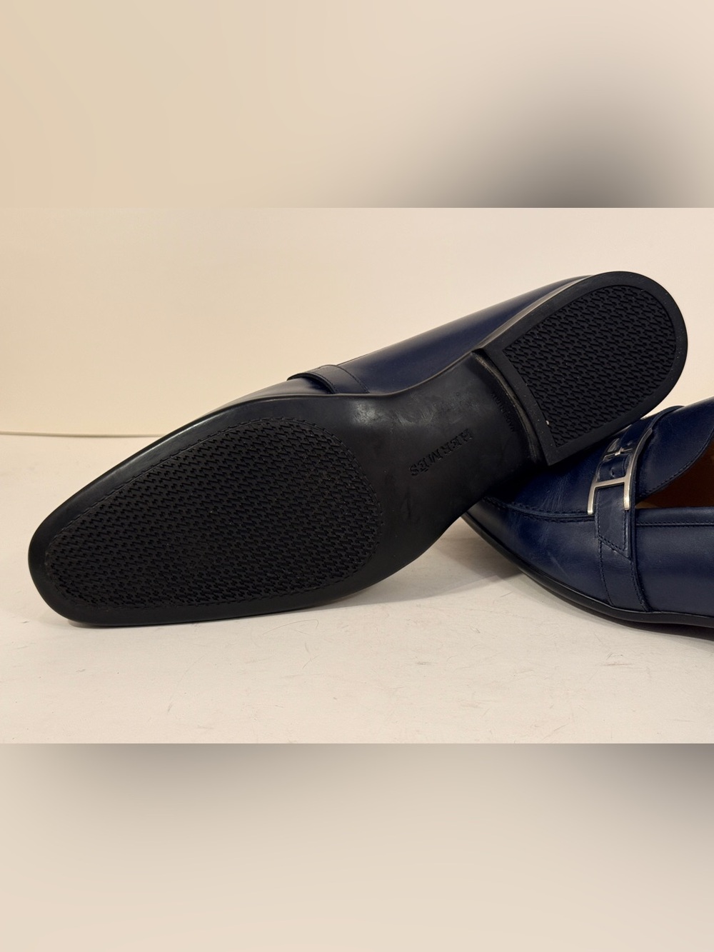 Hermès Men’s US 12 EU 45 Navy Blue Leather H Buckle Loafers NEW Box Dust Bag - Picture 8 of 10